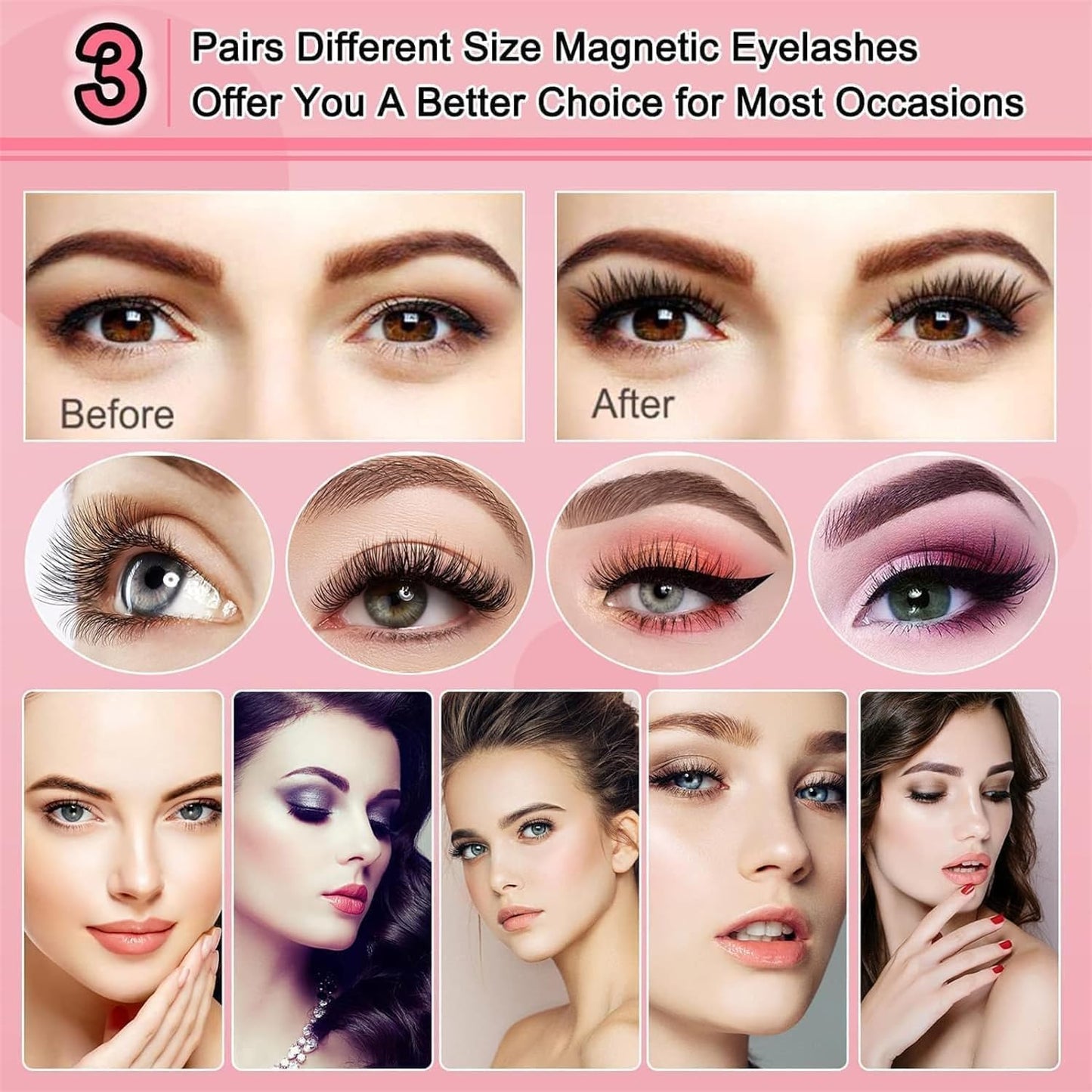 LashEase Magnetic Eyelashes with Applicator – Reusable, Easy-to-Apply, and Glue-Free Lashes for Instant Glamour